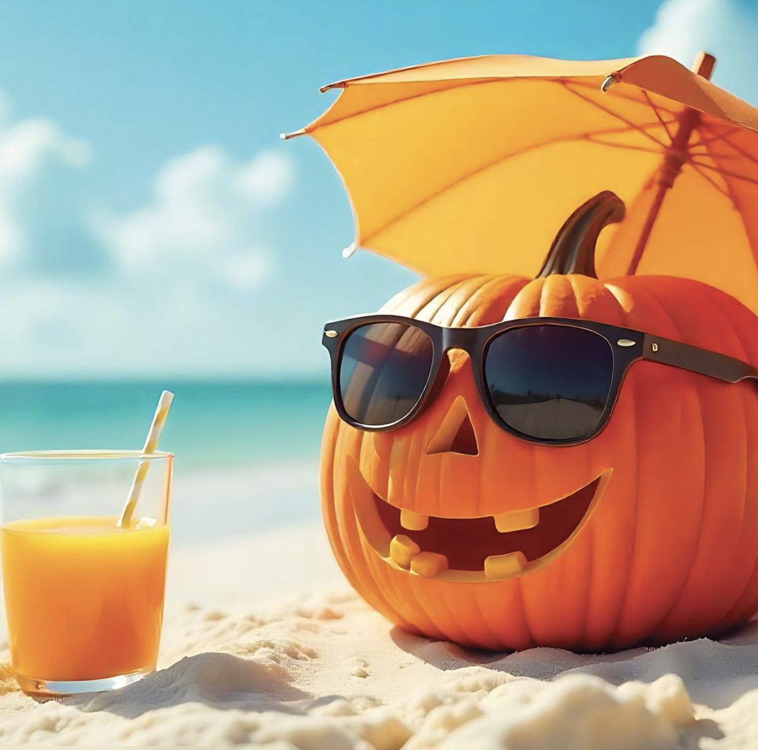 Summerween jack o lantern on the beach