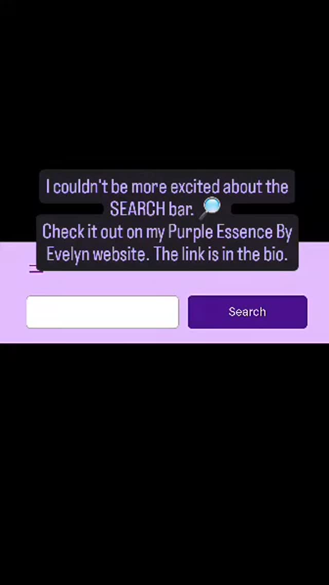 I'm so excited about this SEARCH BAR. A word you put in brings up EVERY:
Blog
Page
Course 
that mentions it.

Try it. The link is in my bio. 

I'm doing the happy dance about now. 💃🏾

#PurpleEssenceByEvelyn #SearchBar #EasyButton